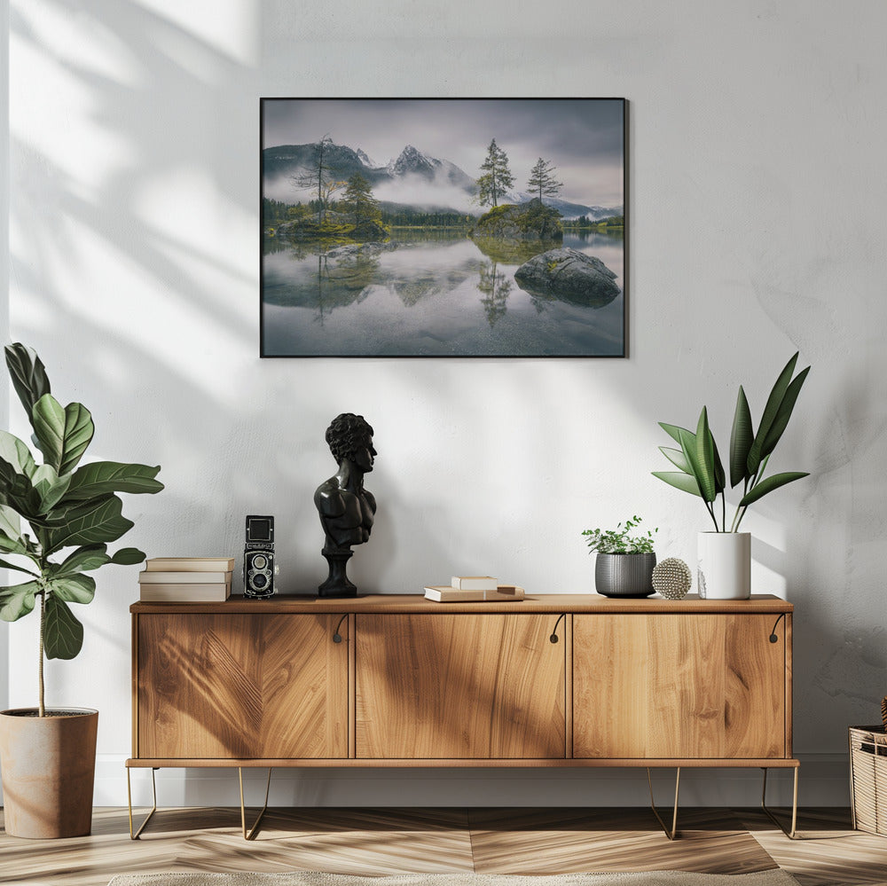 Regenachtige ochtend aan de Hintersee (Beieren) | Poster