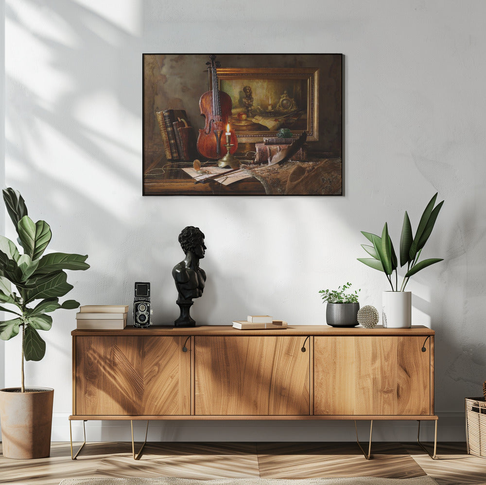 Still life with violin and painting | Poster