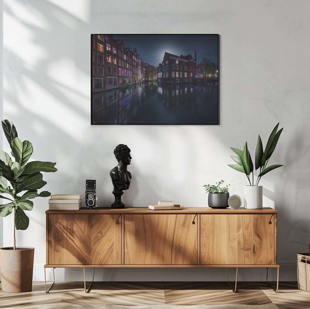 Maanlicht boven Amsterdam | Poster