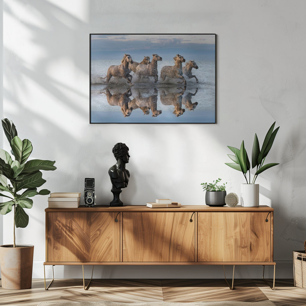 Paarden en reflectie | Poster