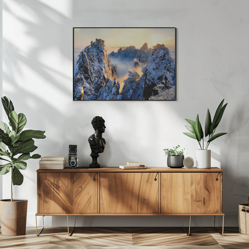 Zonsopgang op de berg Huang Shan | Poster
