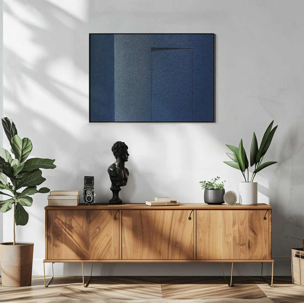 Blauw minimalisme of een geheime deur | Poster