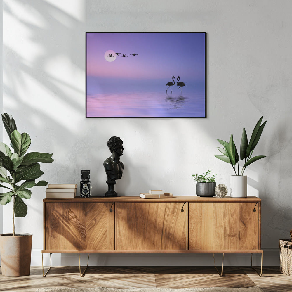 Vliegende flamingo | Poster