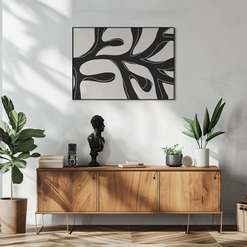 Abstract Twig Zwart-Wit | Poster