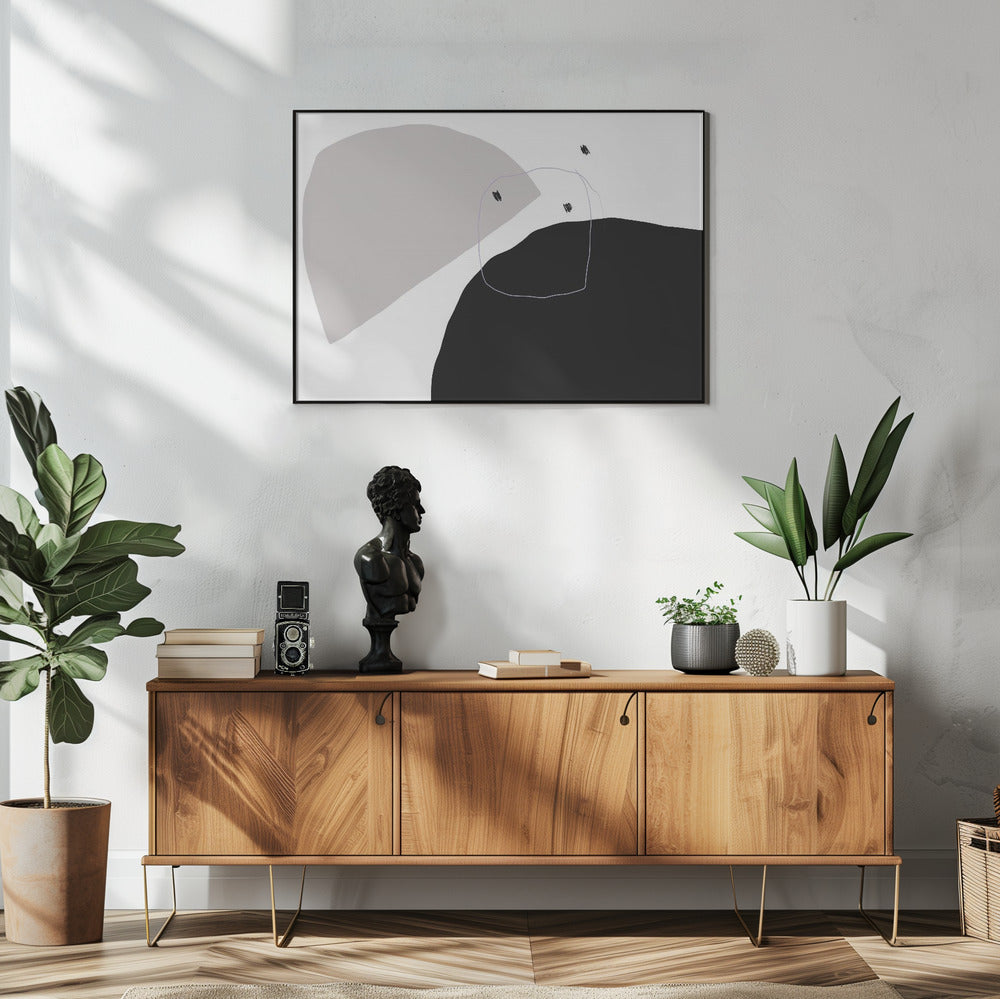 Monochrome zwarte en grijze vormen | Poster