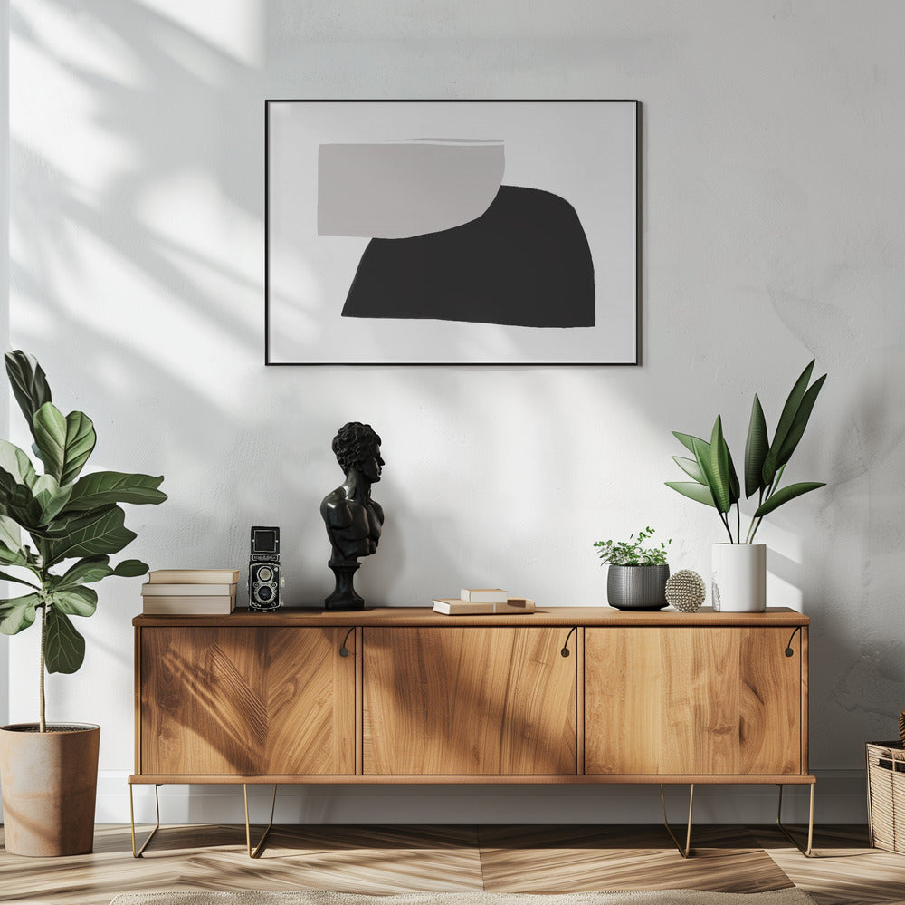 Monochrome organische vormen | Poster