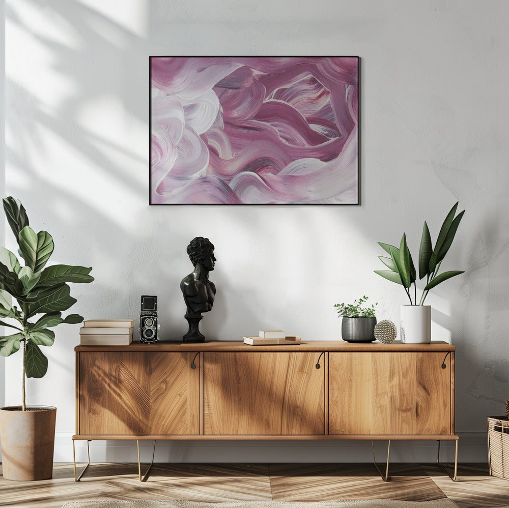 Expressieve roze en witte penseelstreken | Poster