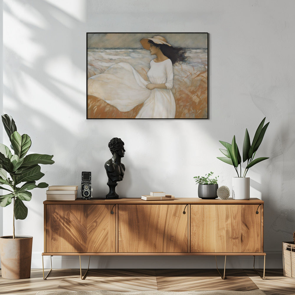 Winderige wandeling langs de kust | Poster