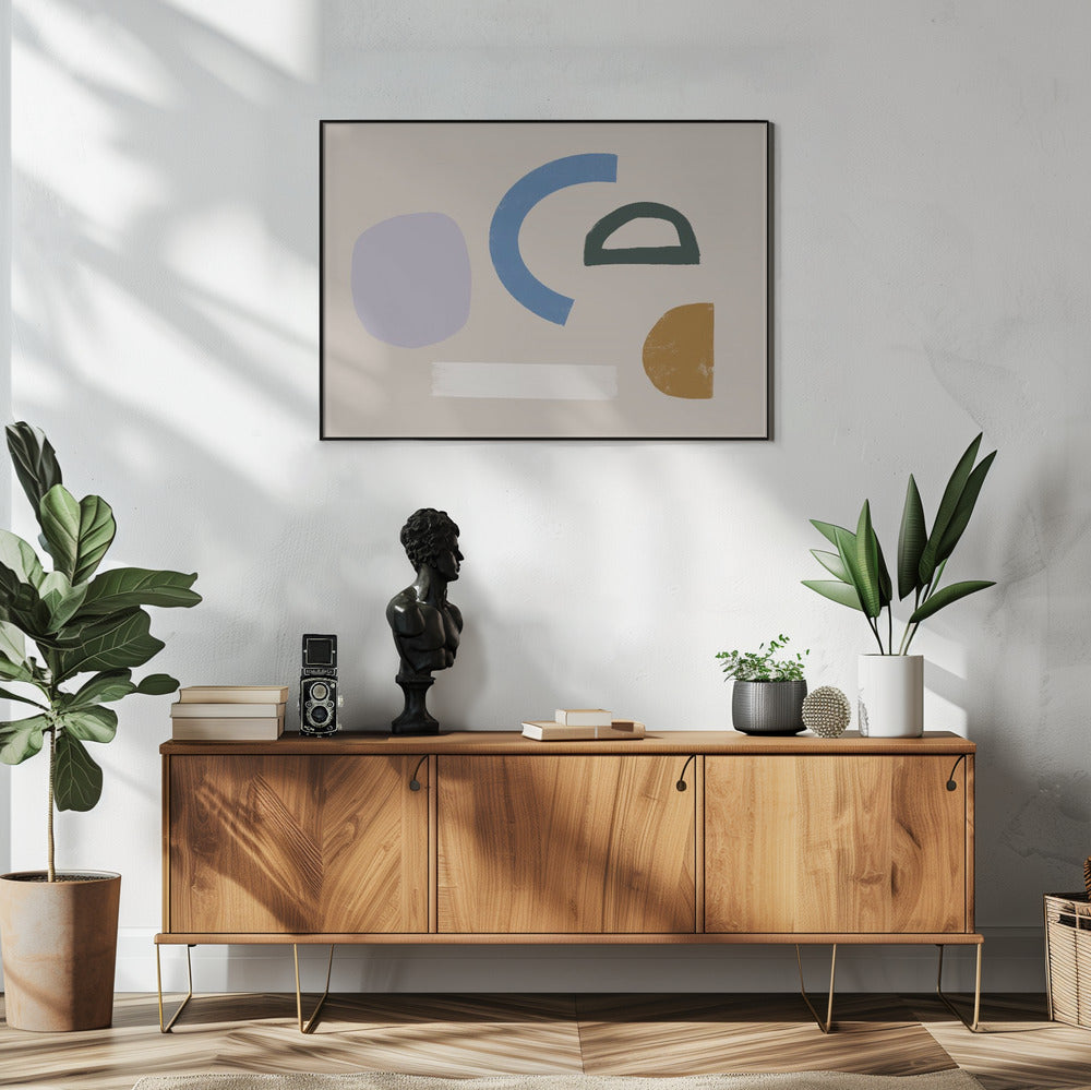 Minimalistische vormen in gedempte kleuren | Poster