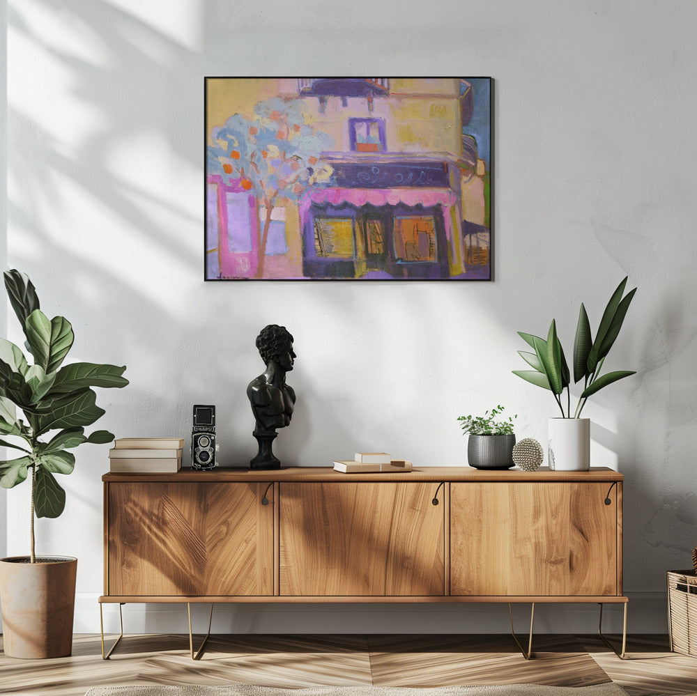 Levendige caféscène | Poster
