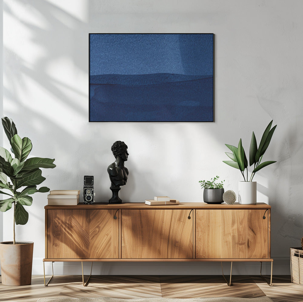 Blue Texture Flowing Vertical Lines | Poster