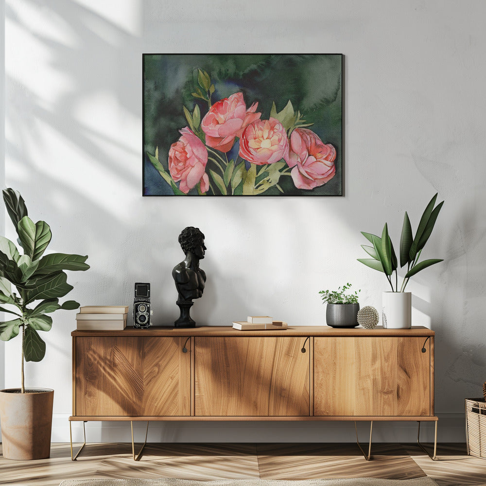 Donkere bloemen | Poster