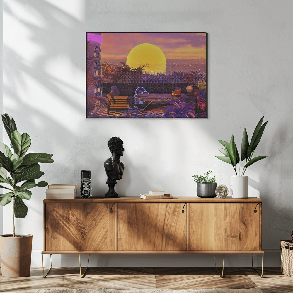 Retro Futurism Vaporwave Sunset | Poster