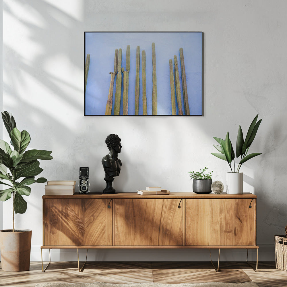 Tall Cacti on Blue | Oaxaca Mexico Travel | Poster