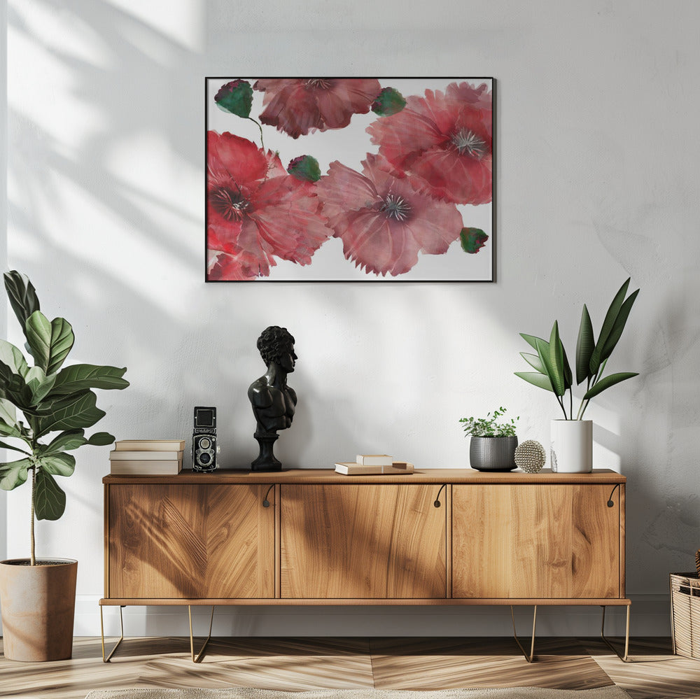 Grote rode bloemen 1 | Poster