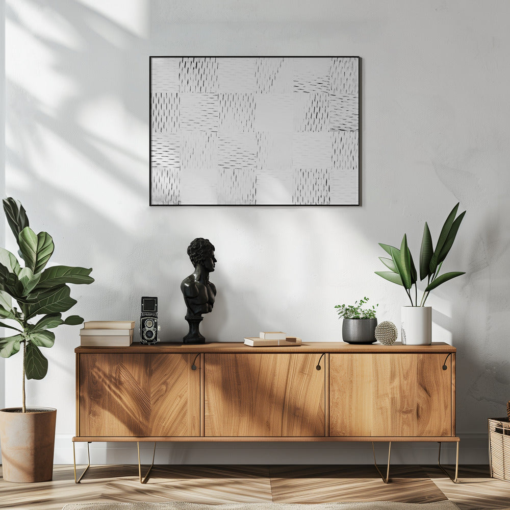 Witte Geweven Blokken 4 | Poster