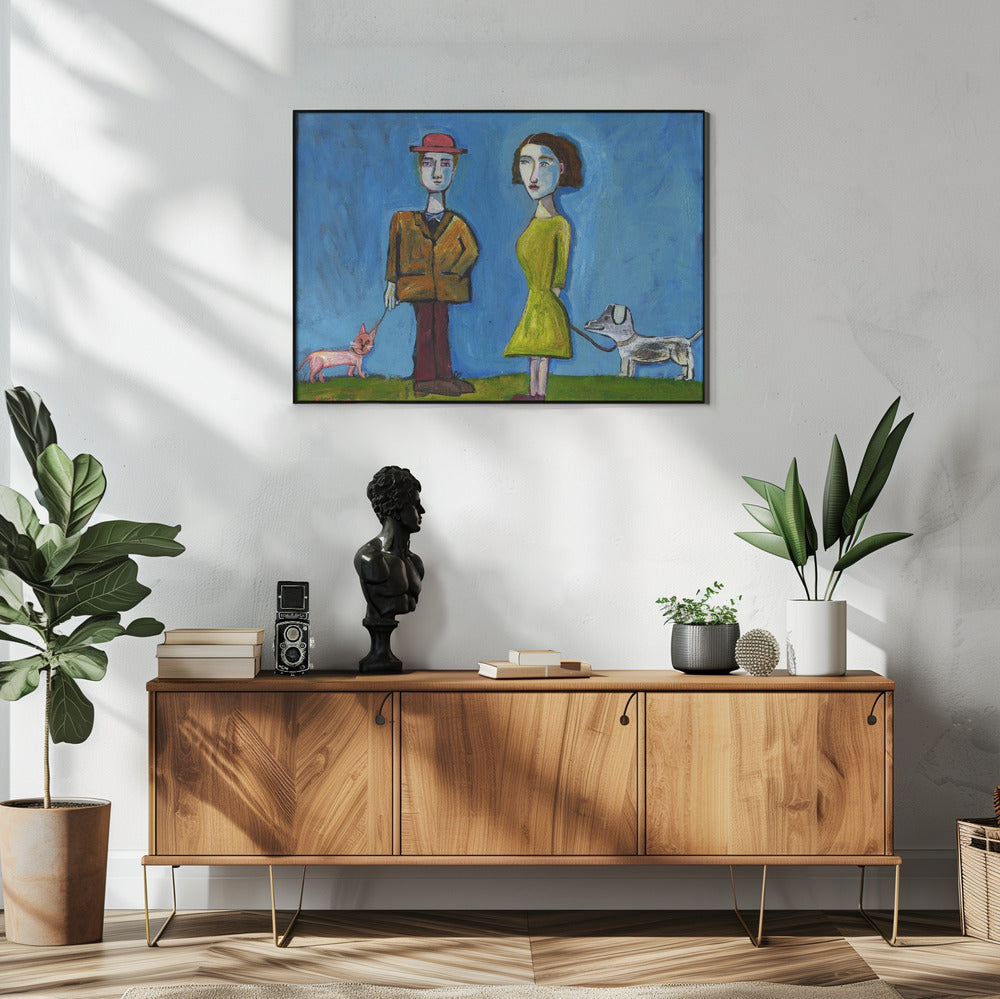 People walking cat and dog | Poster