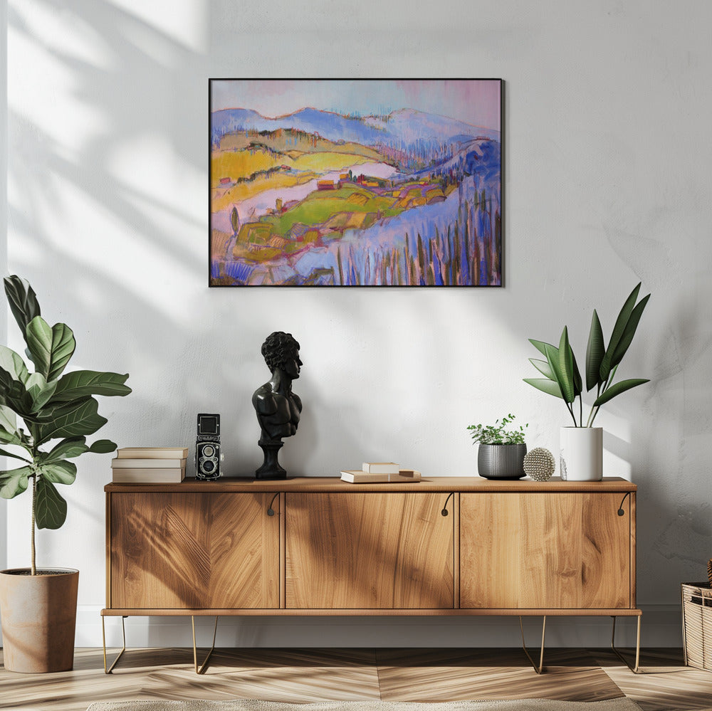 Kleurrijk heuvellandschap | Poster