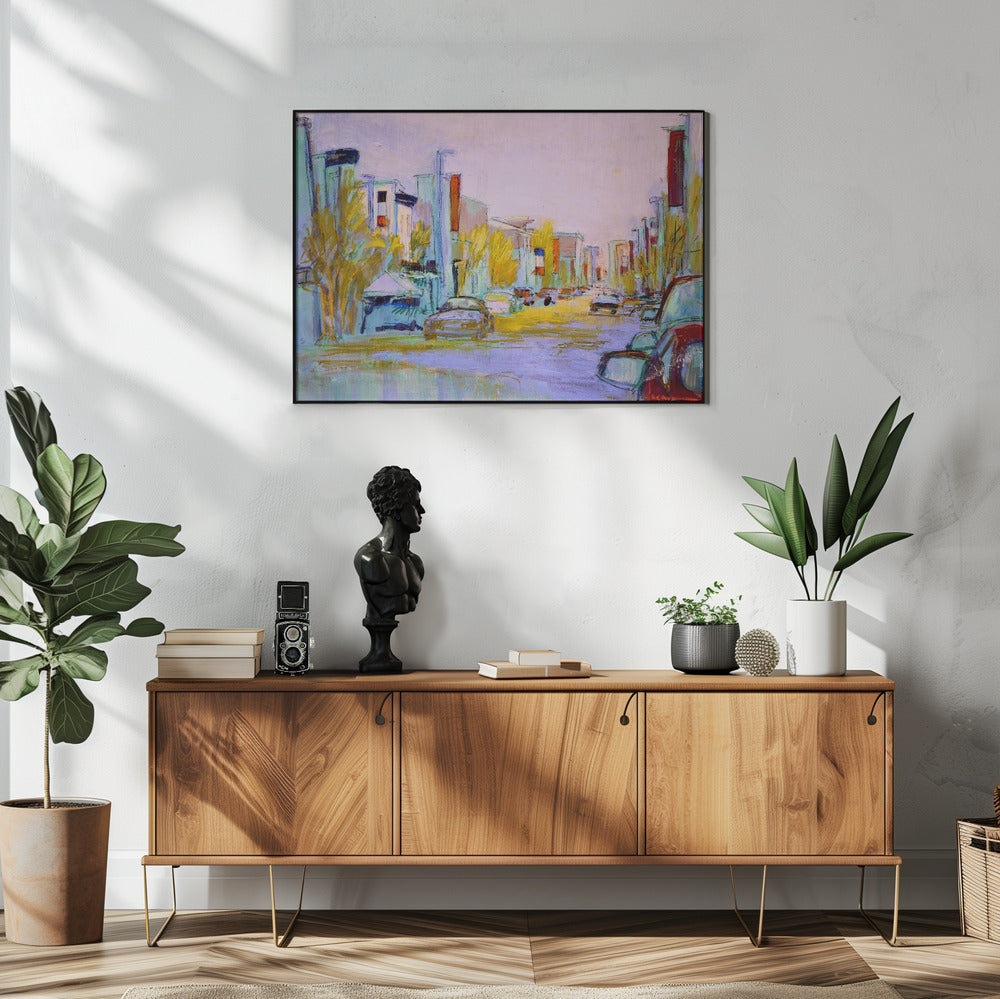 Zonovergoten straatbeeld | Poster