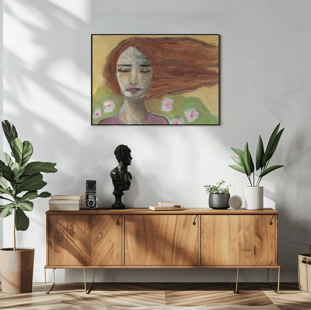 Dromen van een dame in de wind. | Poster