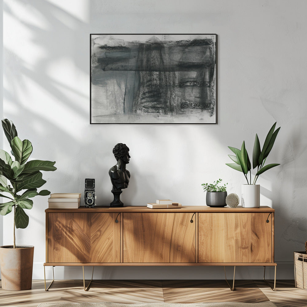 Abstract Houtskool Monochroom 1 | Poster
