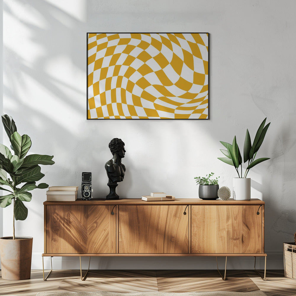 Geel schaakbord | Poster