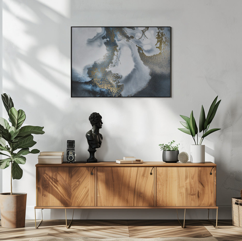 Zwart-wit en goud "Midnight Motion" | Poster