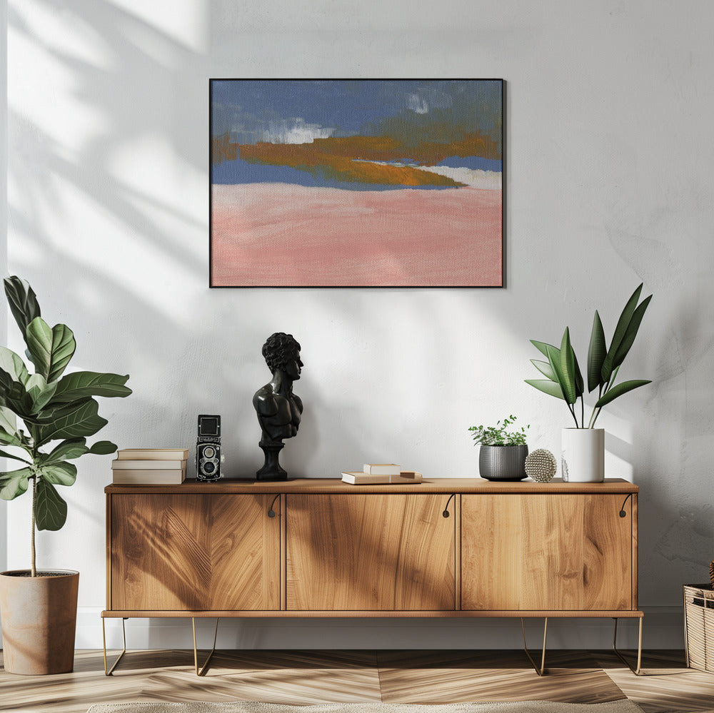 Blush roze, blauw en bruin | Poster