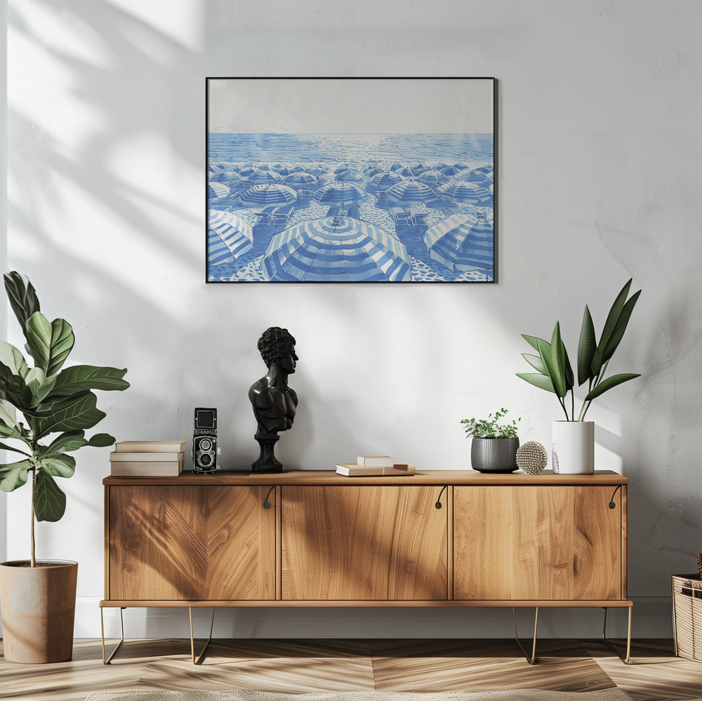 Gestreepte paraplu's | Poster