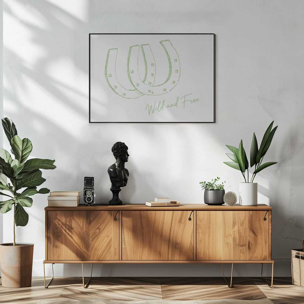 Hoefijzer Wild en Vrij Saliegroen | Poster