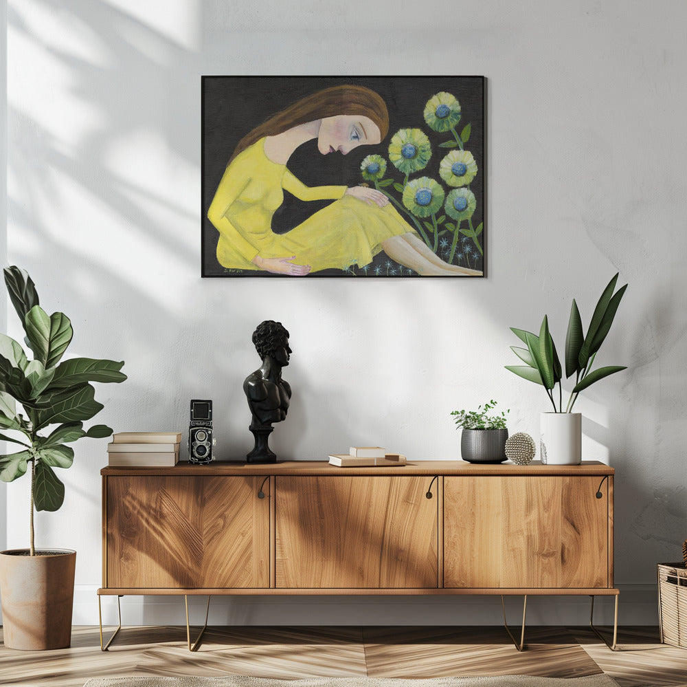 Lady in the garden with lady bug | Poster
