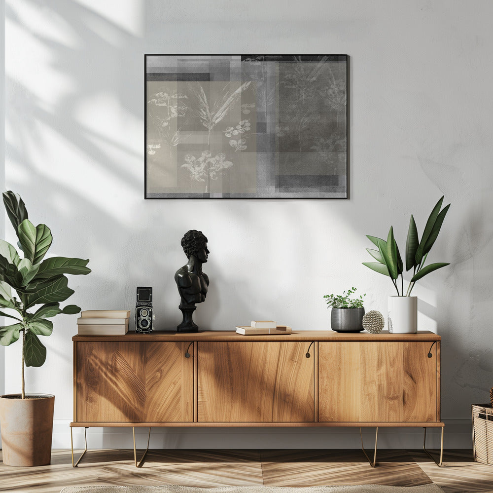 Abstracte botanische elementen in neutrale tinten | Poster