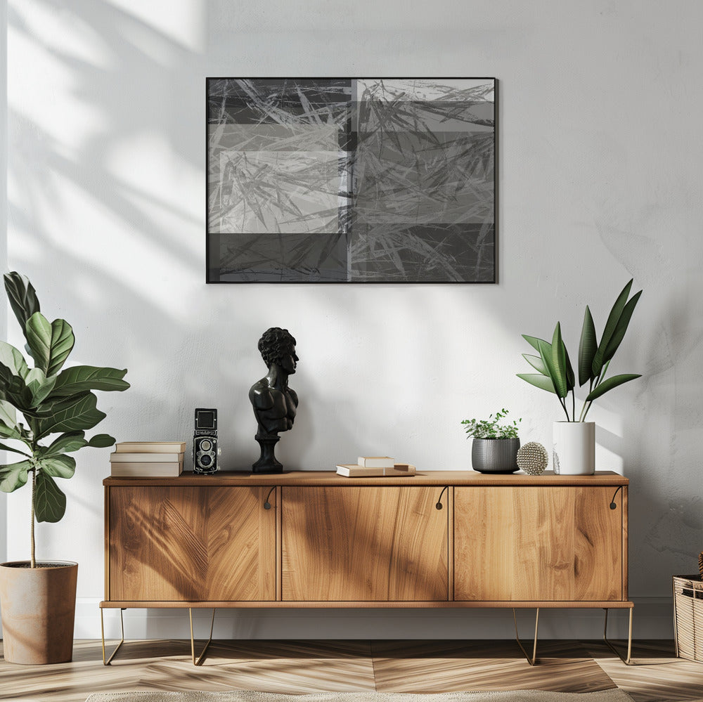 Abstracte botanische elementen in neutrale tinten | Poster