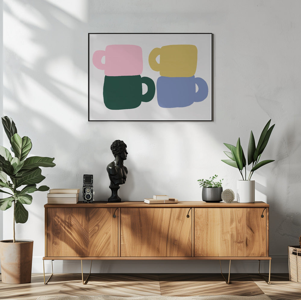 Kleurrijke koffiemokken | Poster