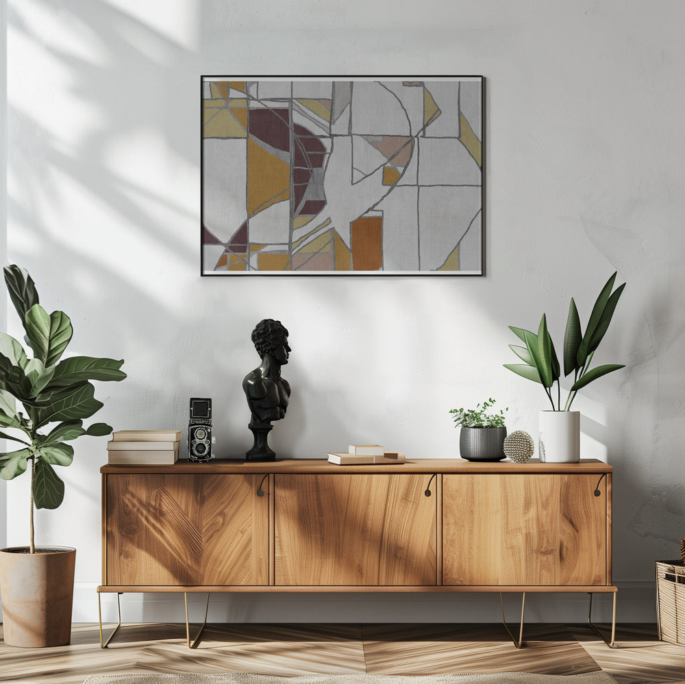Abstracte geometrische vormen in warme tinten | Poster