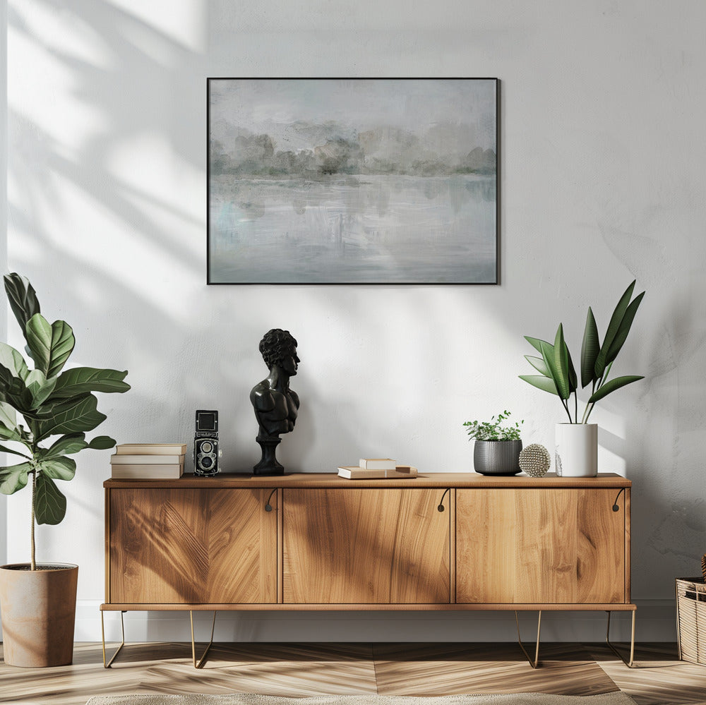 Een rustig mistig meer | Poster
