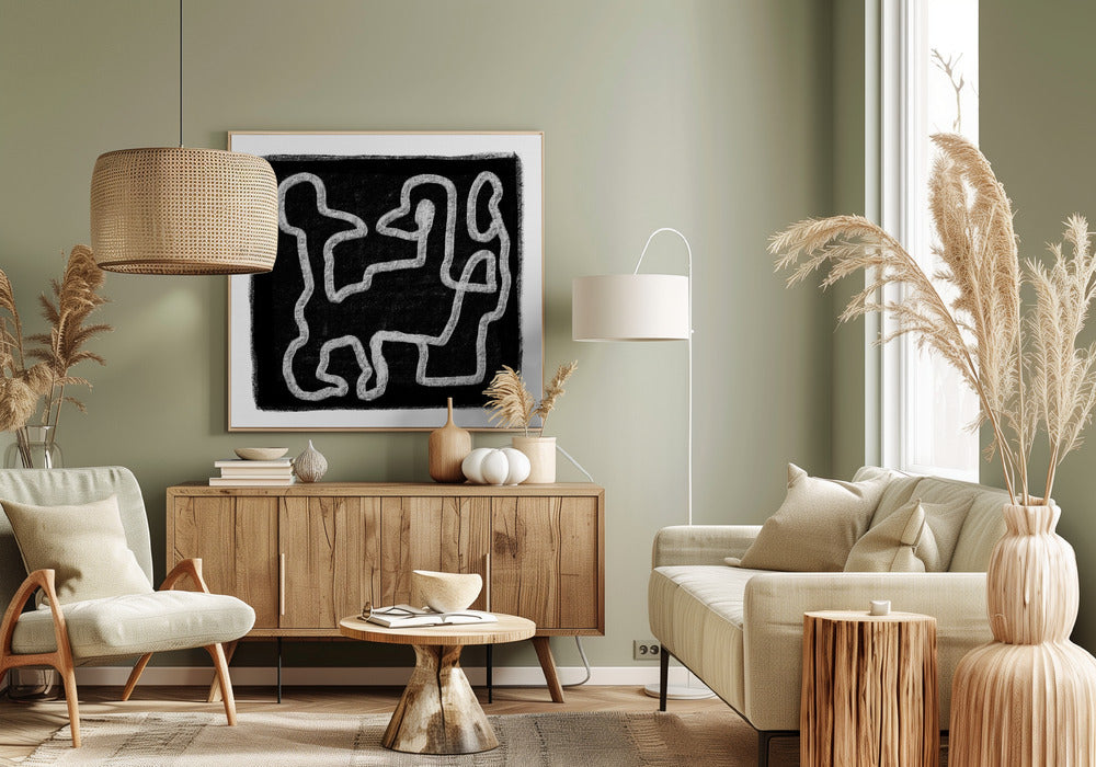 Zwarte Krabbel 2 | Canvas