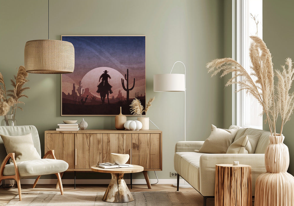 Woestijn Cowboy Zonsondergang | Canvas