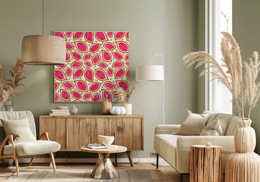 Koraal glitter verspreide bladeren stippen | Canvas