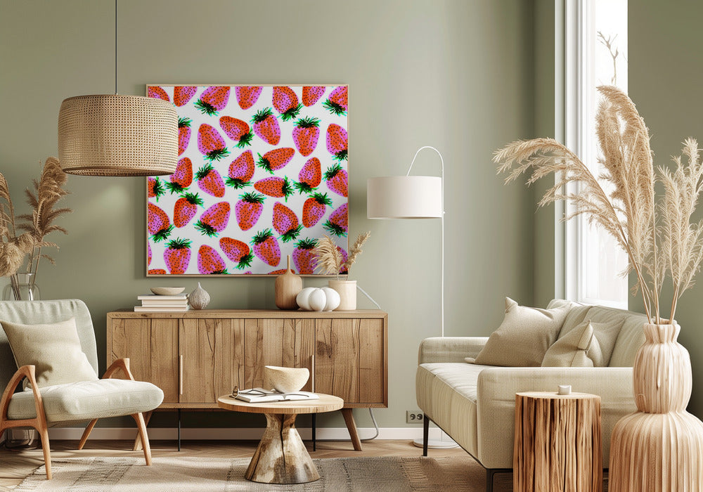 Lavendel Rode Aardbeien Fruit | Canvas