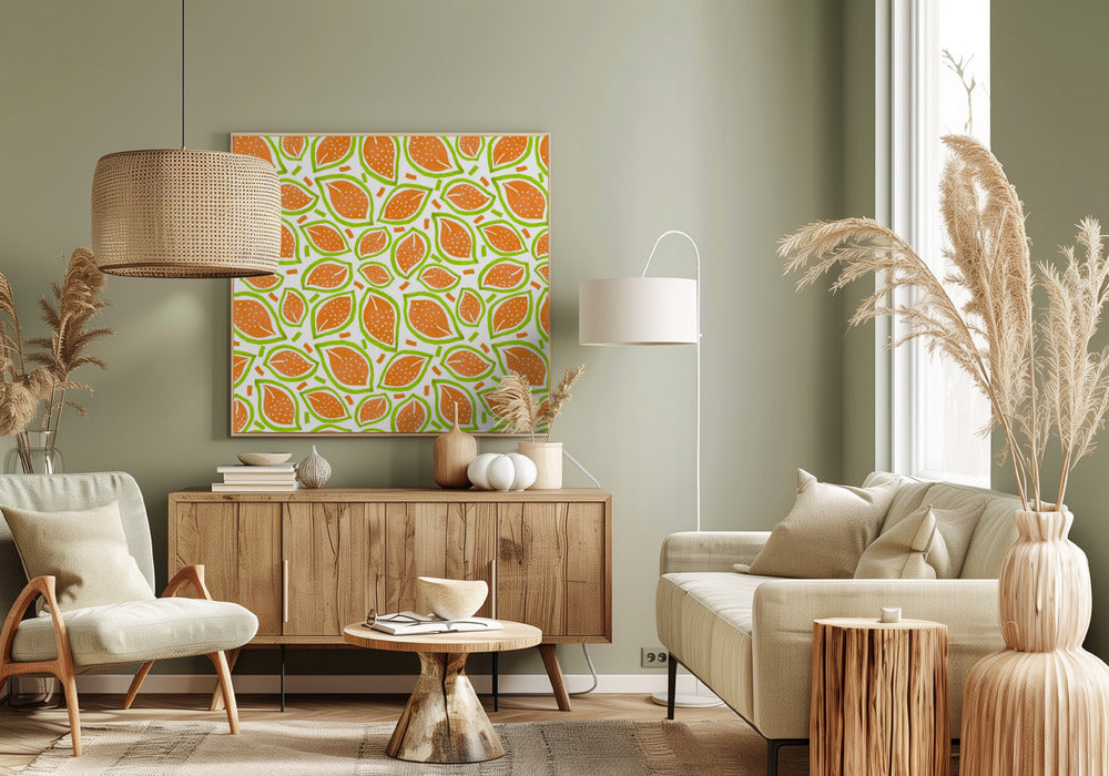 Meloen verspreide bladeren stippen | Canvas