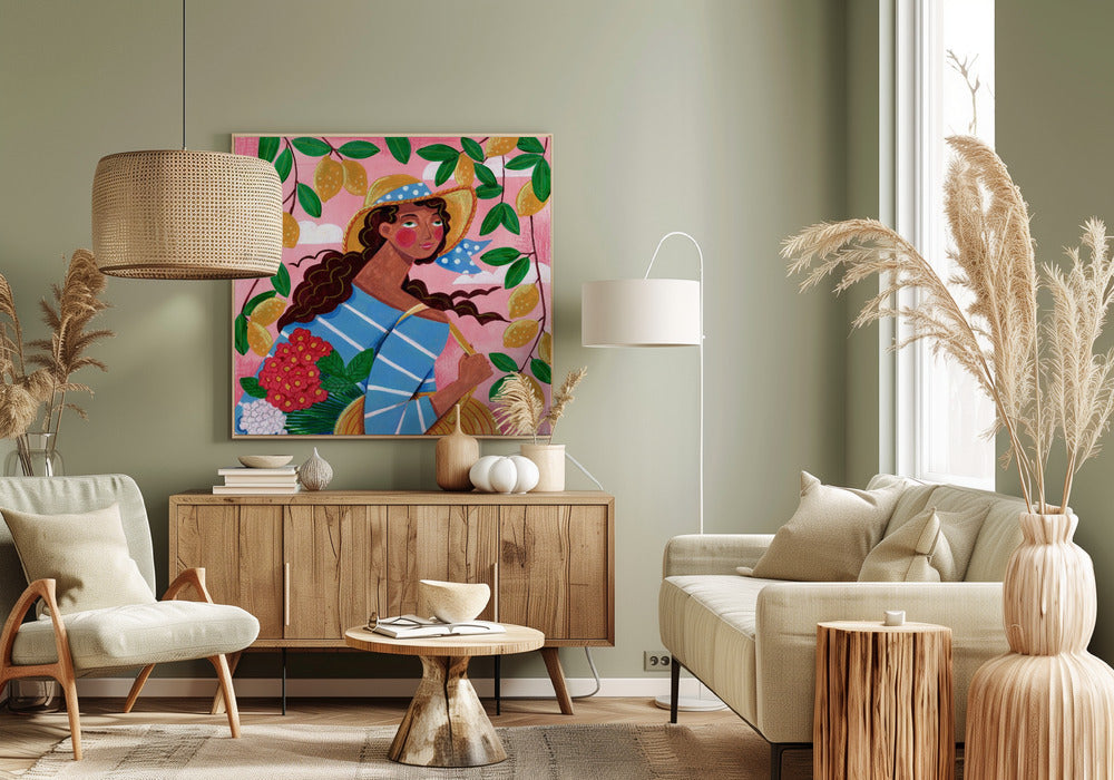 Portret van een vrouw aan de Amalfikust in Italië | Canvas
