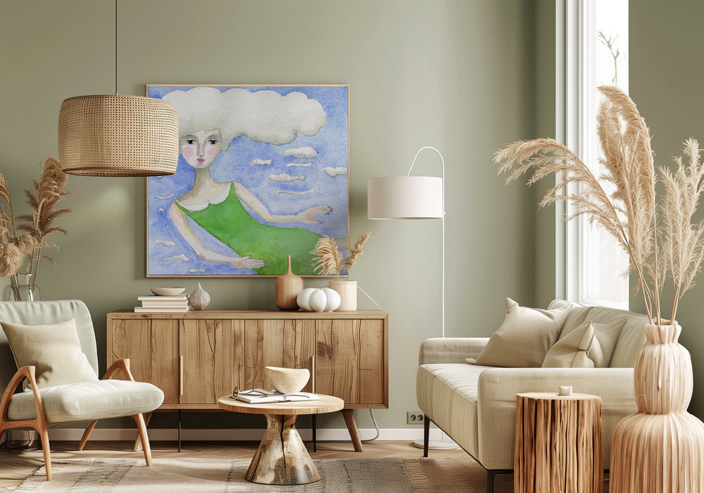 Hoofd in de wolken | Canvas