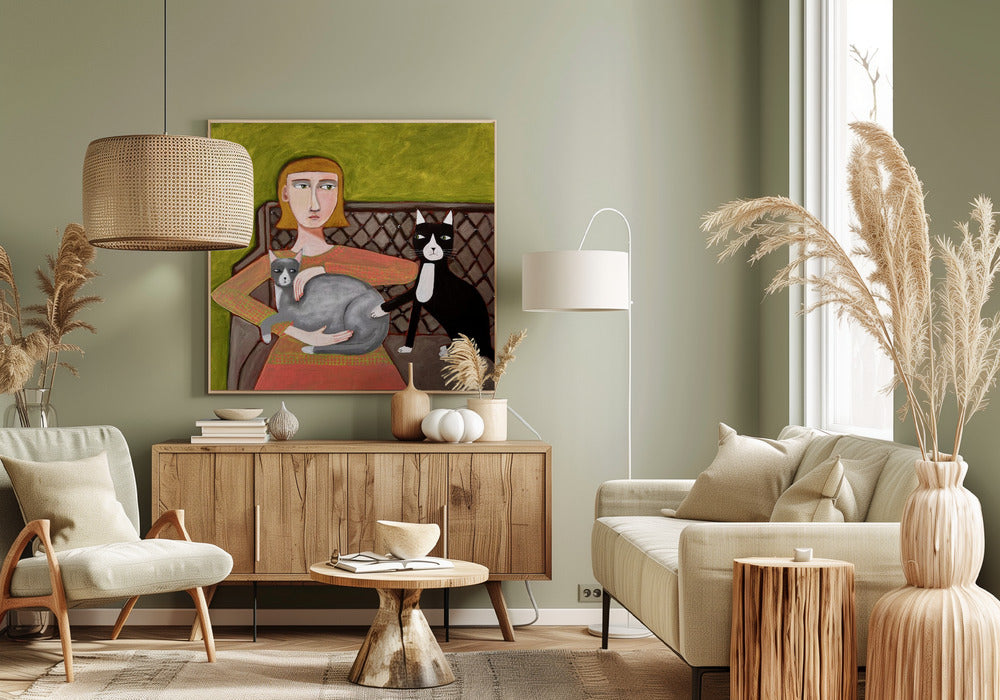 De jaloerse kat | Canvas
