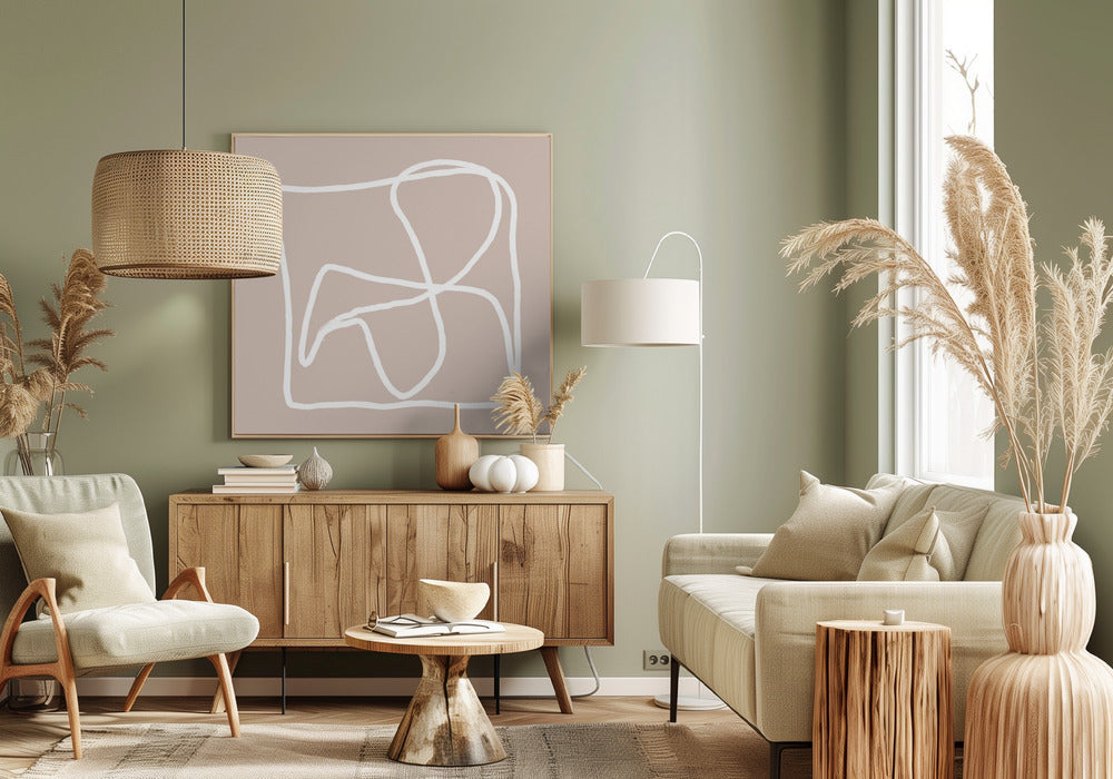Beige abstracte lijnen | Canvas