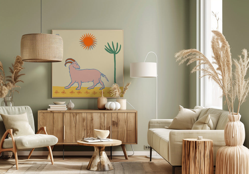 Stylized Pink Goat | Canvas