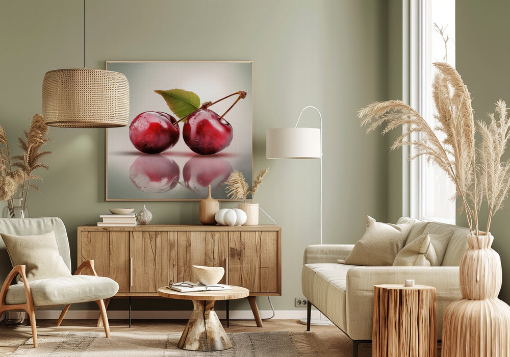 Twee kersen | Canvas
