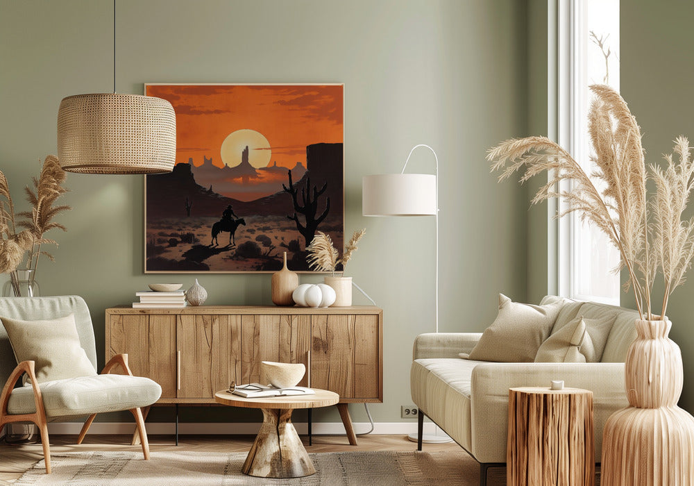 Zonsondergang Cowboy | Canvas