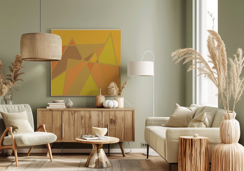 Gouden abstracte bergen | Canvas