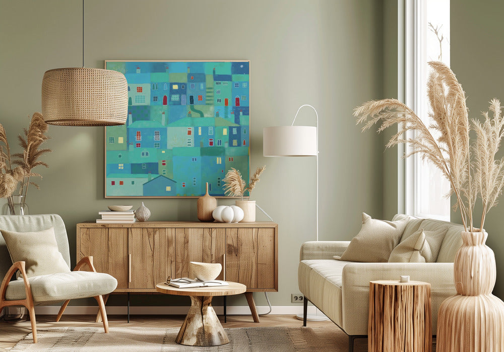Blauwe Stad Vanaf De Trappen | Canvas